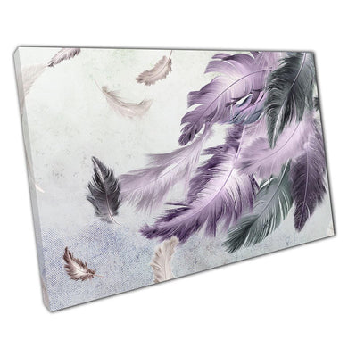 3D Purple & Grey Bird Feather Illustration Canvas Print: Abstract Wall Art for Home Office Decor - Print Store