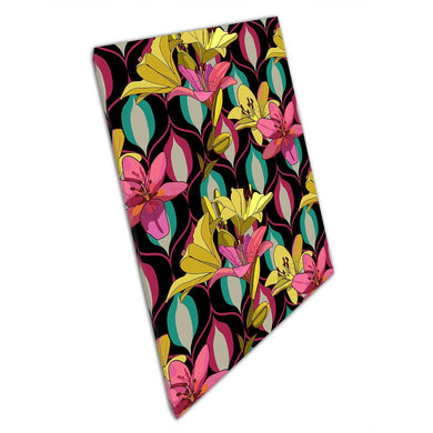 Art Deco Floral Lilies Canvas Print  Vibrant Yellow  Pink Wall Art for Home Office Décor - Print Store