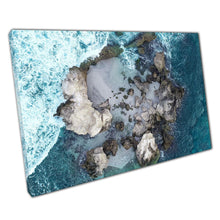 Load image into Gallery viewer, Aerial Seascape Canvas: Wild Waves Crashing on Rocky Shore - Coastal Home Office Wall Art Decor - Print Store
