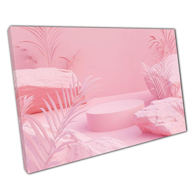 Abstract Pastel Pink 3D Digital Artwork - Natural Formations Canvas Wall Art for Home Office Decor - Print Store