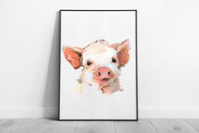 Load image into Gallery viewer, Watercolor Farmyard Pig Wall Art Print - Cute  Textured Framed Picture - Print Store
