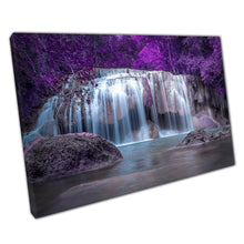 Load image into Gallery viewer, Enchanting Woodland Waterfall Canvas Art Print: Mystical Purple Foliage for Home &amp; Office Decor - Print Store
