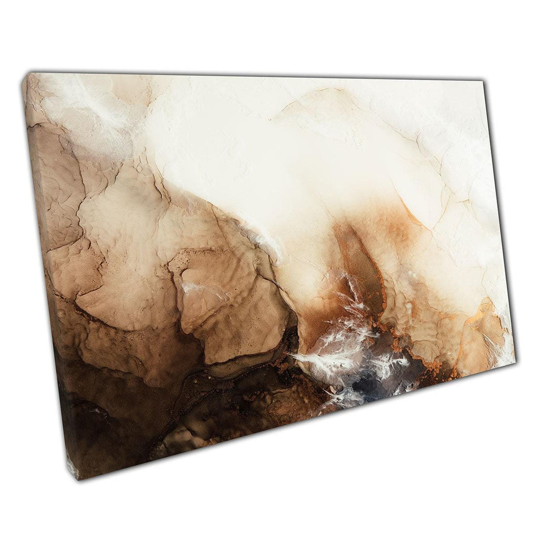Abstract Mineral-Toned Alcohol Ink Marbling Canvas Print for Modern Home and Office Decor - Print Store