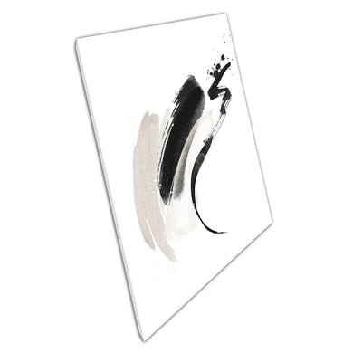 Abstract Brushstroke Canvas: Minimalist Black & Beige Watercolor Wall Art for Modern Home Office Decor - Print Store