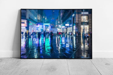 Vienna Austria Nightscape Wall Art Blue Lights Framed Print - Print Store