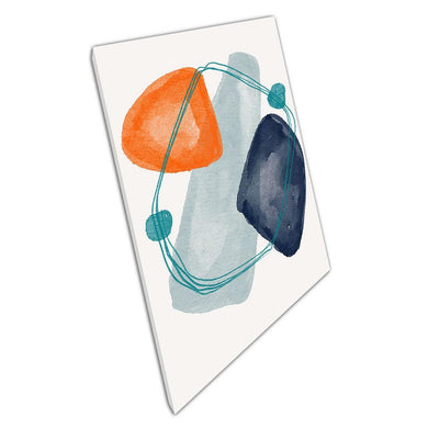 Abstract Blue  Orange Canvas Art Layered Shapes with Sketch Lines for Home Office Decor - Print Store