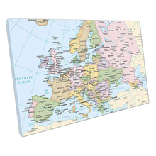 Load image into Gallery viewer, Light Blue Map of Europe Cities  Countries Wall Art Print  Ocean Decor Ready to Hang - Print Store

