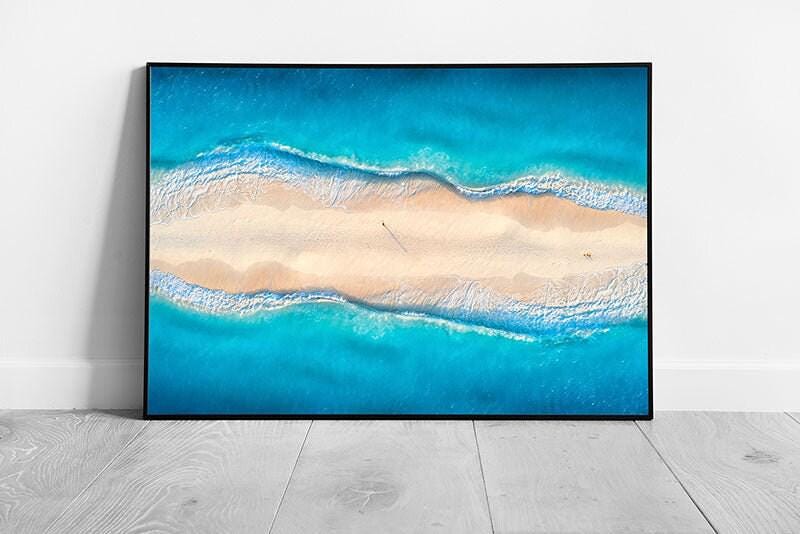 Zanzibar Aerial Beach Print: Gold Sand & Blue Ocean Framed Wall Art - Stunning African Coastal Decor - Print Store