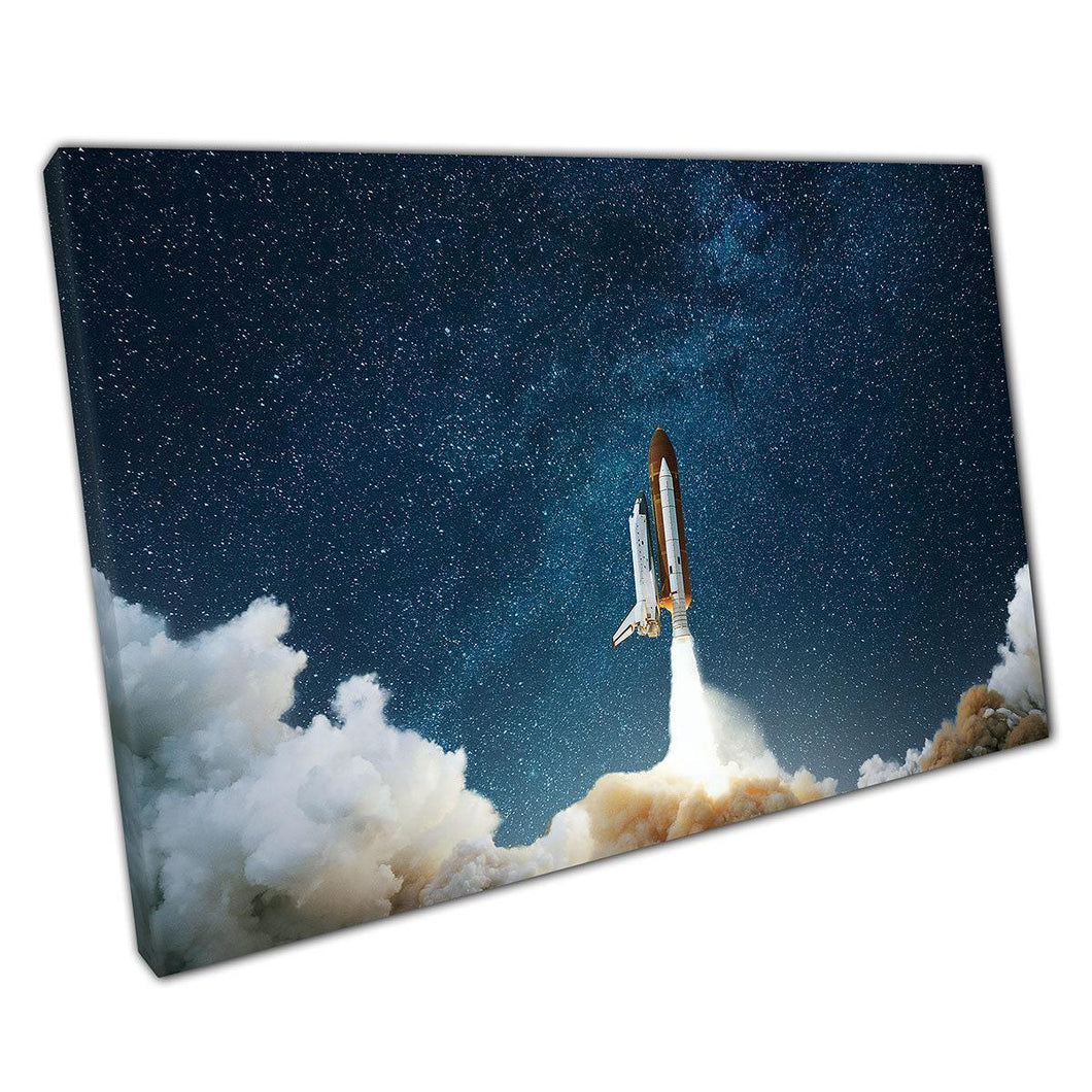Cosmic Voyage Canvas Print - Spaceship Launch Art for Home Office  School Decor - Print Store
