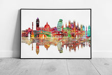 Load image into Gallery viewer, Watercolor Italy Landmarks Skyline Framed Wall Art Print - Print Store

