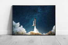Load image into Gallery viewer, Spaceship Shuttle Wall Art Print - Sci-Fi Space Exploration in Starry Night Sky - Framed Picture - Print Store
