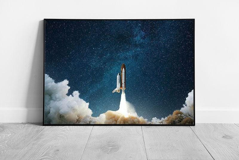 Spaceship Shuttle Wall Art Print - Sci-Fi Space Exploration in Starry Night Sky - Framed Picture - Print Store