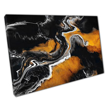 Load image into Gallery viewer, Abstract Fluid Marbling Canvas Print: Gold, Orange &amp; Black Art for Modern Home  Office Decor - Print Store
