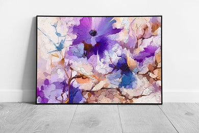 Vibrant Purple Spring Floral Wall Art Print - Modern Framed Decor for Home & Office Bloom Display - Print Store