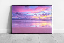 Load image into Gallery viewer, Beach Sunrise Wall Art Print - Cotton Candy Pink  Purple Clouds Seascape - Framed Picture Decor - Print Store
