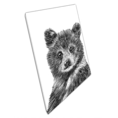 Adorable Baby Bear Cub Sketch Canvas Wall Art Print for Nursery, Home, or Office Decor - Print Store