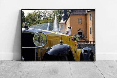 Vintage Yellow Car Wall Art Print in Schlossgarten  Ready to Hang Framed Picture - Print Store
