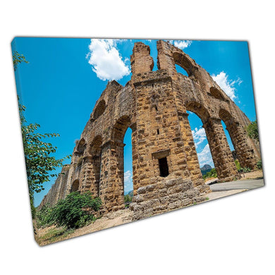 Ancient Aspendos Aqueduct Ruins Wall Art Print: Historic Turkish Architecture Canvas for Home & Office Decor - Print Store