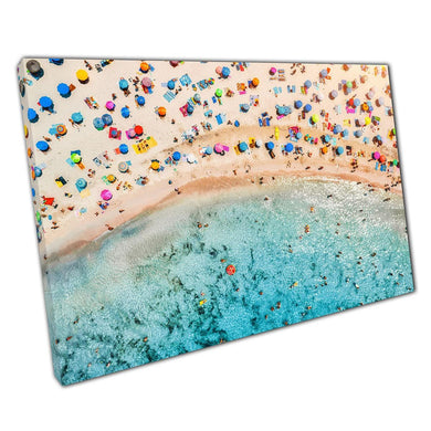 Aerial Beach Umbrellas Canvas Wall Art Print  Mallorca Spain Home Decor - Print Store