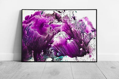Vibrant Abstract Floral Watercolor Wall Art - Purple & Blue Splash Print for Modern Home Decor - Print Store