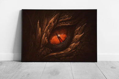 Vibrant Amber Dragon Eye Wall Art Print - Framed Fantasy Decor with Mystical Scales - Print Store