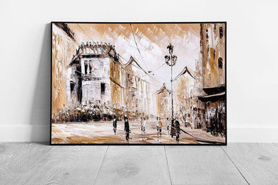 Vintage Paris Street Scene Wall Art - Neutral Toned Framed Print for Urban Home Decor - Print Store