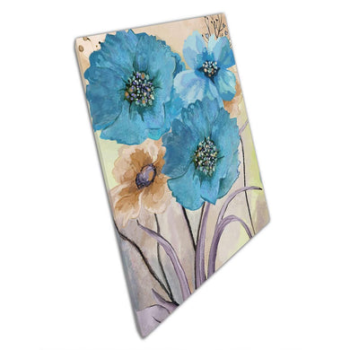 Abstract Floral Meadow Canvas Print - Serene Blue  Brown Wall Art for Home Office Decor - Print Store