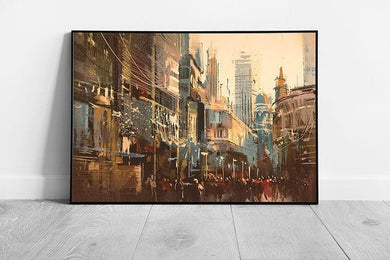 Vintage Urban Street Scene Framed Wall Art Print: Ready-to-Hang Home Office Decor - Print Store