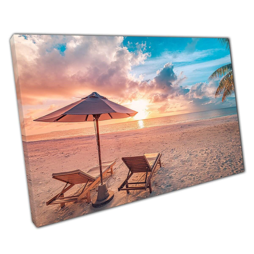 Sunset Seascape Canvas Art Print  Relaxing Beach Paradise Wall Décor for Home  Office - Print Store
