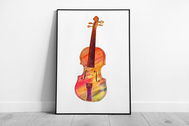 Vibrant Violin Ink Sketch: Framed Musical Instrument Wall Art Print for Decor Enthusiasts - Print Store