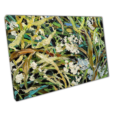 Abstract Grassy Foliage Wall Art Print on Canvas for Home Office Decor - Textured Expressive Nature Scene - Print Store