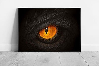Vibrant Yellow Dragon Fantasy Art Print: Framed Digital Painting for Mythical Wall Decor - Print Store