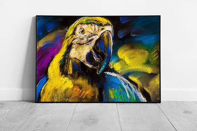 Vibrant Parrot Pastel Painting: Framed Wildlife Wall Art Print on Paper for Nature Lovers - Print Store