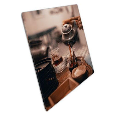 Antique Teapot Canvas Print - Pouring Hot Tea Wall Art for Home  Office Decor - Print Store