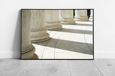 White Marble Neoclassical Columns Wall Art Print Framed Picture - Print Store