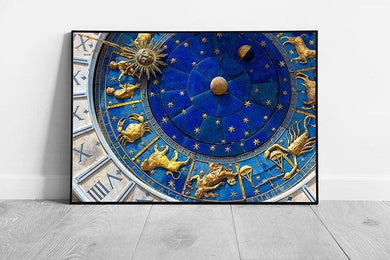 Zodiac Constellation Clock Wall Art - Torre dell'Orologio Venice Italy Framed Antique Astronomy Print - Print Store